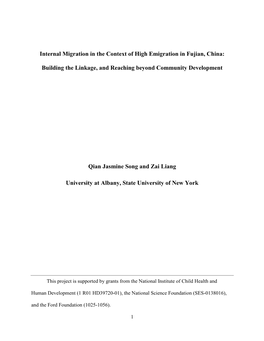 Internal Migration in the Context of High Emigration in Fujian, China