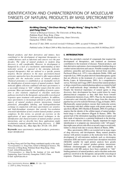 Identification and Characterization of Molecular Targets of Natural Products by Mass Spectrometry