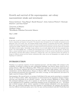 Growth and Survival of the Superorganism: Ant Colony