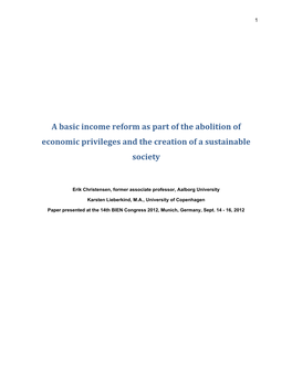 A Basic Income Reform As Part of the Abolition of Economic Privileges