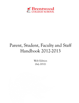 Parent, Student, Faculty and Staff Handbook 2012-2013