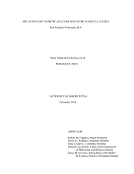 Situating Cost-Benefit Analysis for Environmental Justice