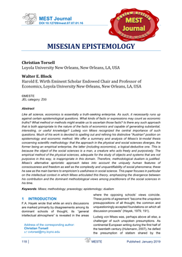 Misesian Epistemology