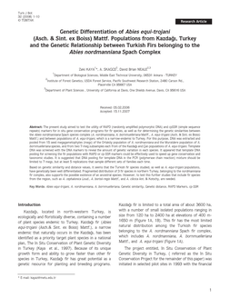 Genetic Differentiation of Abies Equi-Trojani (Asch. & Sint. Ex Boiss