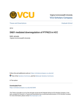 SND1 Mediated Downregulation of PTPN23 in HCC