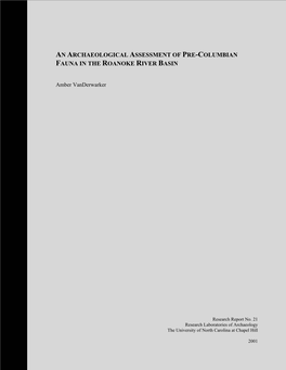 An Archaeological Assessment of Pre-Columbian Fauna in the Roanoke River Basin