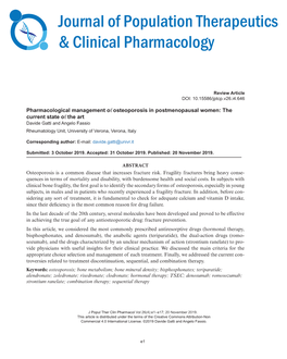 Journal of Population Therapeutics & Clinical Pharmacology