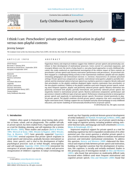 Preschoolers' Private Speech and Motivation in Playful Versus Non