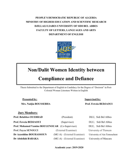 Non/Dalit Women Identity Between Compliance and Defiance