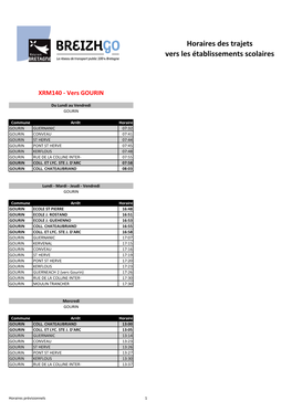 Horaires Des Trajets Vers Les Établissements Scolaires