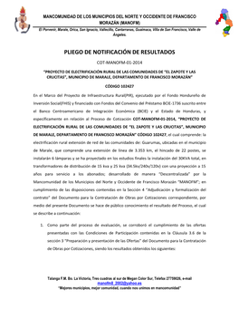 Pliego De Notificación De Resultados