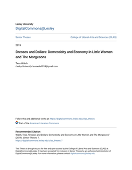 Domesticity and Economy in Little Women and the Morgesons