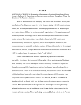 ABSTRACT YOUNGS, KATHARINE M. Evaluation of Resistance To
