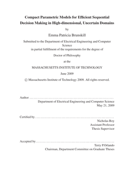 Compact Parametric Models for Efficient Sequential Decision