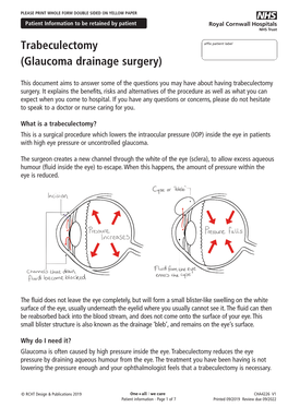 Trabeculectomy (Glaucoma Drainage Surgery)