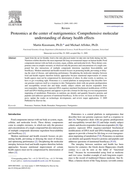 Proteomics at the Center of Nutrigenomics: Comprehensive Molecular Understanding of Dietary Health Effects