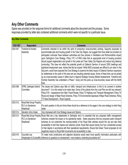 Any Other Comments Space Was Provided on the Response Forms for Additional Comments About the Document and the Process