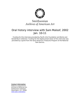 Oral History Interview with Sam Maloof, 2002 Jan. 10-11