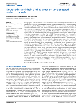 Neurotoxins and Their Binding Areas on Voltage-Gated Sodium Channels