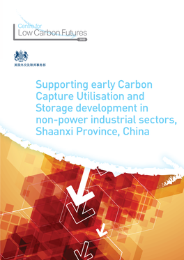 Supporting Early Carbon Capture Utilisation and Storage Development in Non-Power Industrial Sectors, Shaanxi Province, China AUTHORS Professor Hongguang JIN, Dr