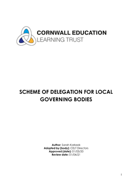 Scheme of Delegation for Local Governing Bodies