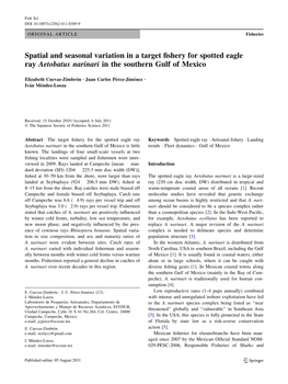 Spatial and Seasonal Variation in a Target Fishery for Spotted Eagle Ray