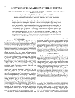 Equisetites from the Early Permian of North-Central Texas Introduction