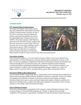 Grossmont College President's Report