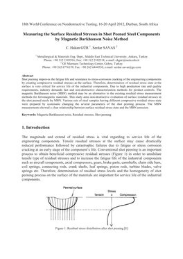 Measuring the Surface Residual Stresses in Shot Peened Steel Components by Magnetic Barkhausen Noise Method