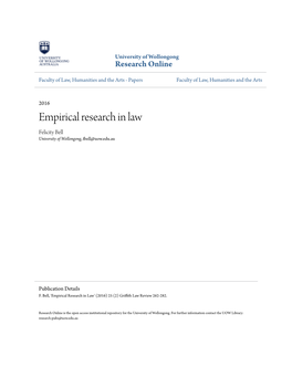 Empirical Research in Law Felicity Bell University of Wollongong, Fbell@Uow.Edu.Au