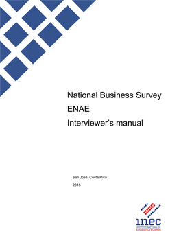 National Business Survey ENAE Interviewer's Manual