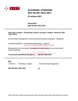 SLOVENSKI STANDARD SIST EN ISO 14031:2021 01-Oktober-2021