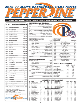 2010-11 Men's Basketball Game Notes