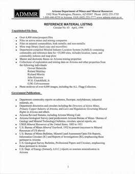 REFERENCE MATERIAL LISTING Circular No