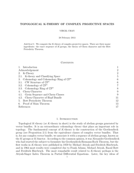 Topological K-Theory of Complex Projective Spaces