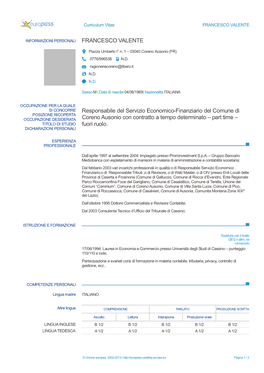 Curriculum Vitae FRANCESCO VALENTE