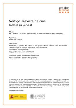 Vertigo. Revista De Cine (Ateneo Da Coruña)