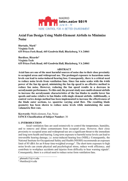 Axial Fan Design Using Multi-Element Airfoils to Minimize Noise