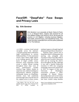 Face/Off: “Deepfake” Face Swaps and Privacy Laws