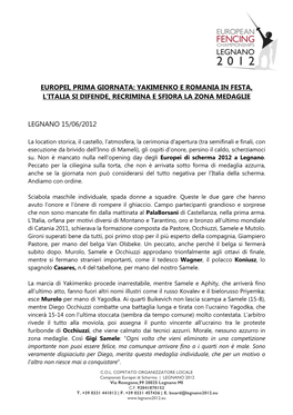 Comunicato Finale Prima Giornata