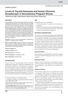 Levels of Thyroid Hormones and Human Chorionic Gonadotropin in Normotensive Pregnant Women