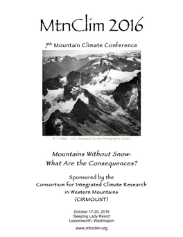 Mtnclim 2016 7 Th Mountain Climate Conference