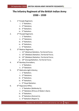 British Indian Army Infantry Regiments]