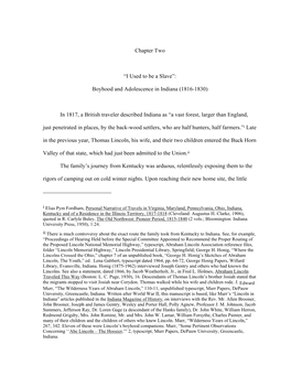 “I Used to Be a Slave”: Boyhood and Adolescence in Indiana (1816-1830)