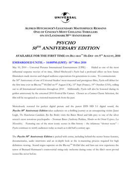 Psycho 50Th Anniversary Edition