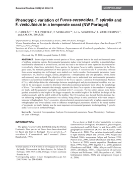 Phenotypic Variation of Fucus Ceranoides, F. Spiralis and F
