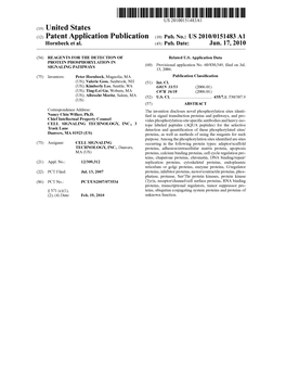 (12) Patent Application Publication (10) Pub. No.: US 2010/0151483 A1 Hornbeck Et Al