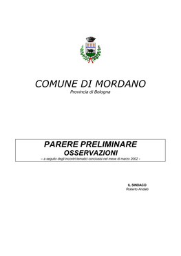 COMUNE DI MORDANO Provincia Di Bologna