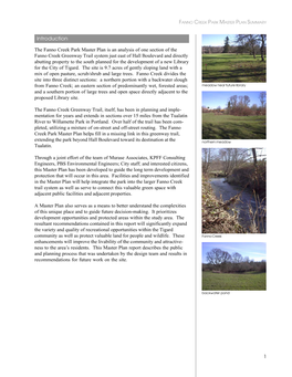 Fanno Creek Park Master Plan Summary