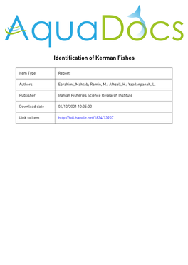 Identification of Kerman Fishes